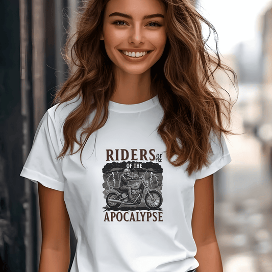 Riders of The Apocalypse Women’s Biker T-Shirt – Heavyweight Gildan® 5000 Crewneck