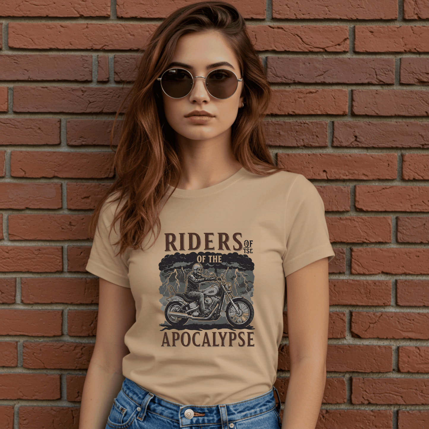 Riders of The Apocalypse Women’s Biker T-Shirt – Heavyweight Gildan® 5000 Crewneck