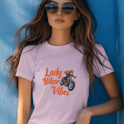 Lady Biker Vibes Women’s Motorcycle T-Shirt – Heavyweight Gildan® 5000 Crewneck