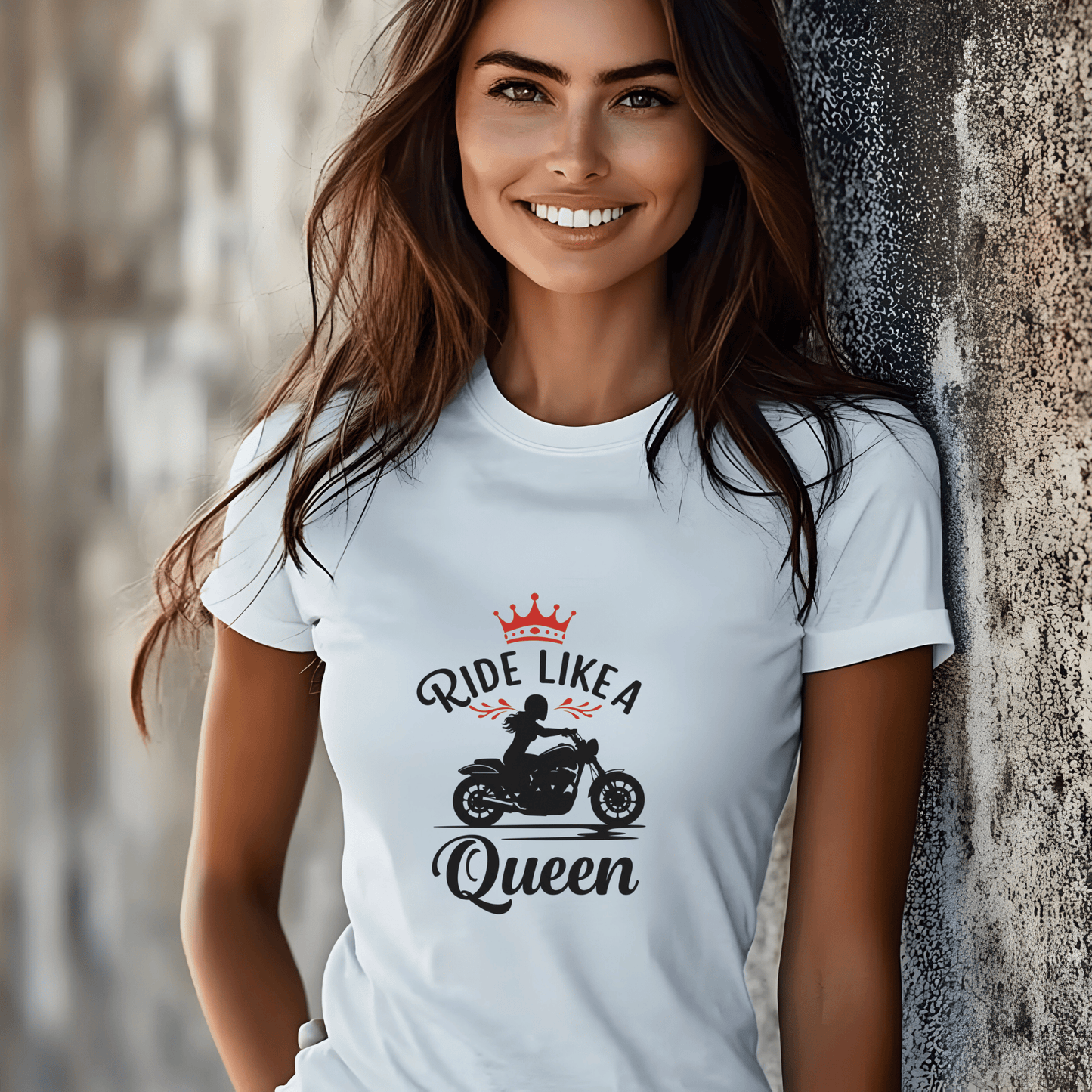 Ride Like A Queen Women’s Biker T-Shirt – Heavyweight Gildan® 5000 Crewneck