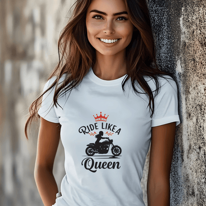 Ride Like A Queen Women’s Biker T-Shirt – Heavyweight Gildan® 5000 Crewneck