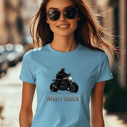 Night Rider Women’s Biker T-Shirt – Heavyweight Gildan® 5000 Crewneck