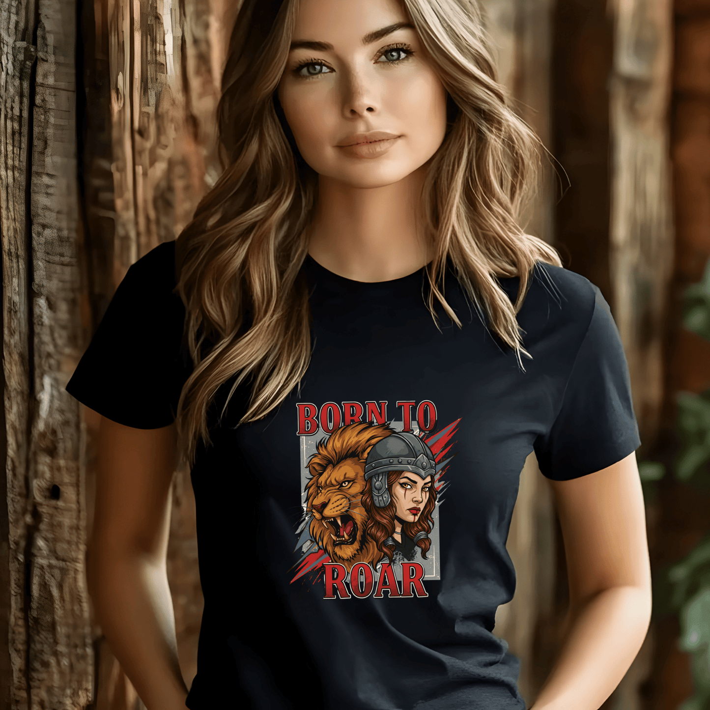 Born to Roar Women’s Biker T-Shirt – Heavyweight Gildan® 5000 Crewneck