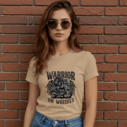 Warrior on Wheels Women’s Biker T-Shirt – Heavyweight Gildan® 5000 Crewneck