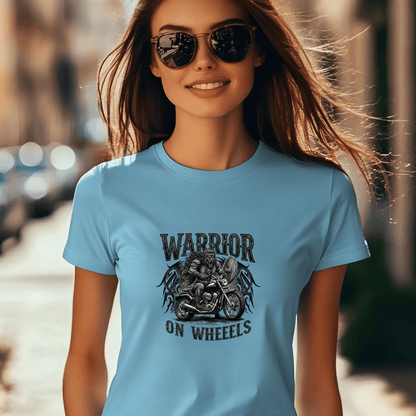 Warrior on Wheels Women’s Biker T-Shirt – Heavyweight Gildan® 5000 Crewneck