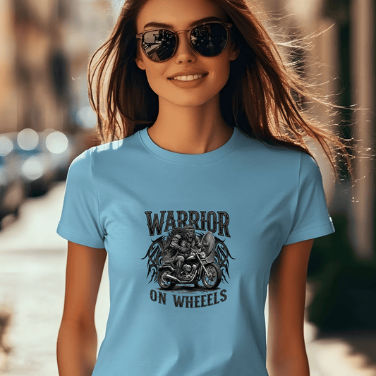Warrior on Wheels Women’s Biker T-Shirt – Heavyweight Gildan® 5000 Crewneck