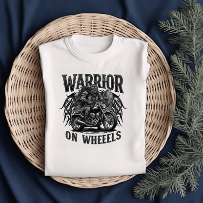 Warrior on Wheels Women’s Biker T-Shirt – Heavyweight Gildan® 5000 Crewneck