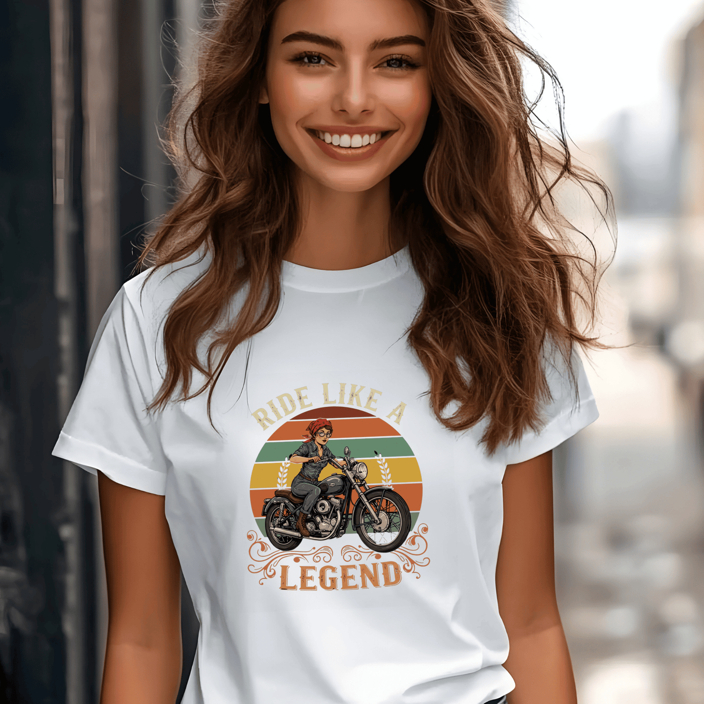 Ride Like a Legend Women’s Biker T-Shirt – Heavyweight Gildan® 5000 Crewneck