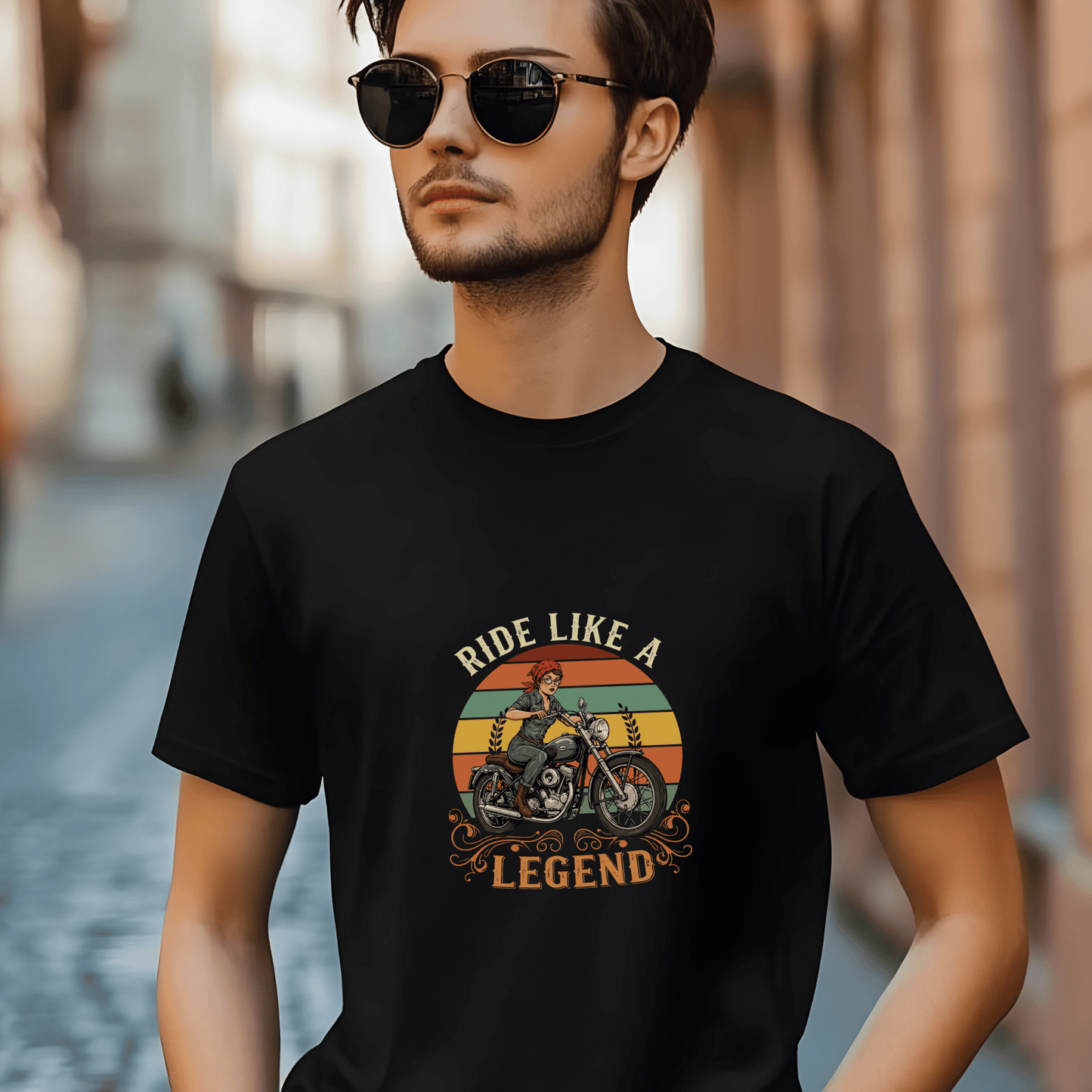 Ride Like a Legend Women’s Biker T-Shirt – Heavyweight Gildan® 5000 Crewneck