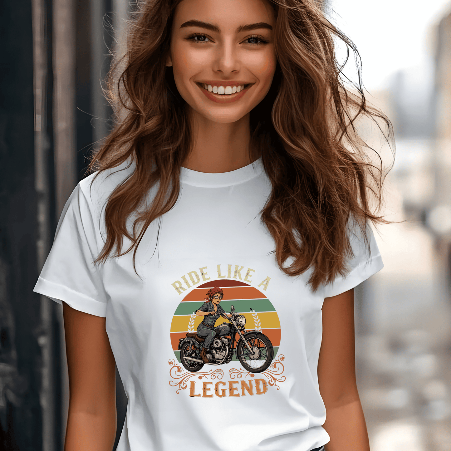 Ride Like a Legend Women’s Biker T-Shirt – Heavyweight Gildan® 5000 Crewneck