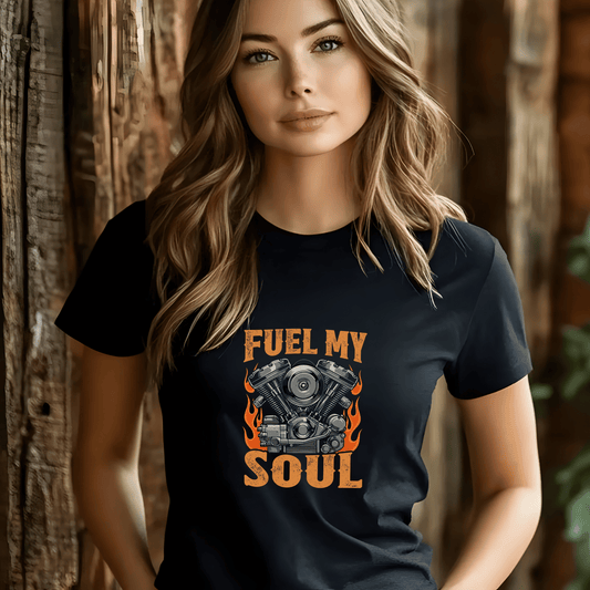 Fuel My Soul Women’s Biker T-Shirt – Heavyweight Gildan® 5000 Crewneck