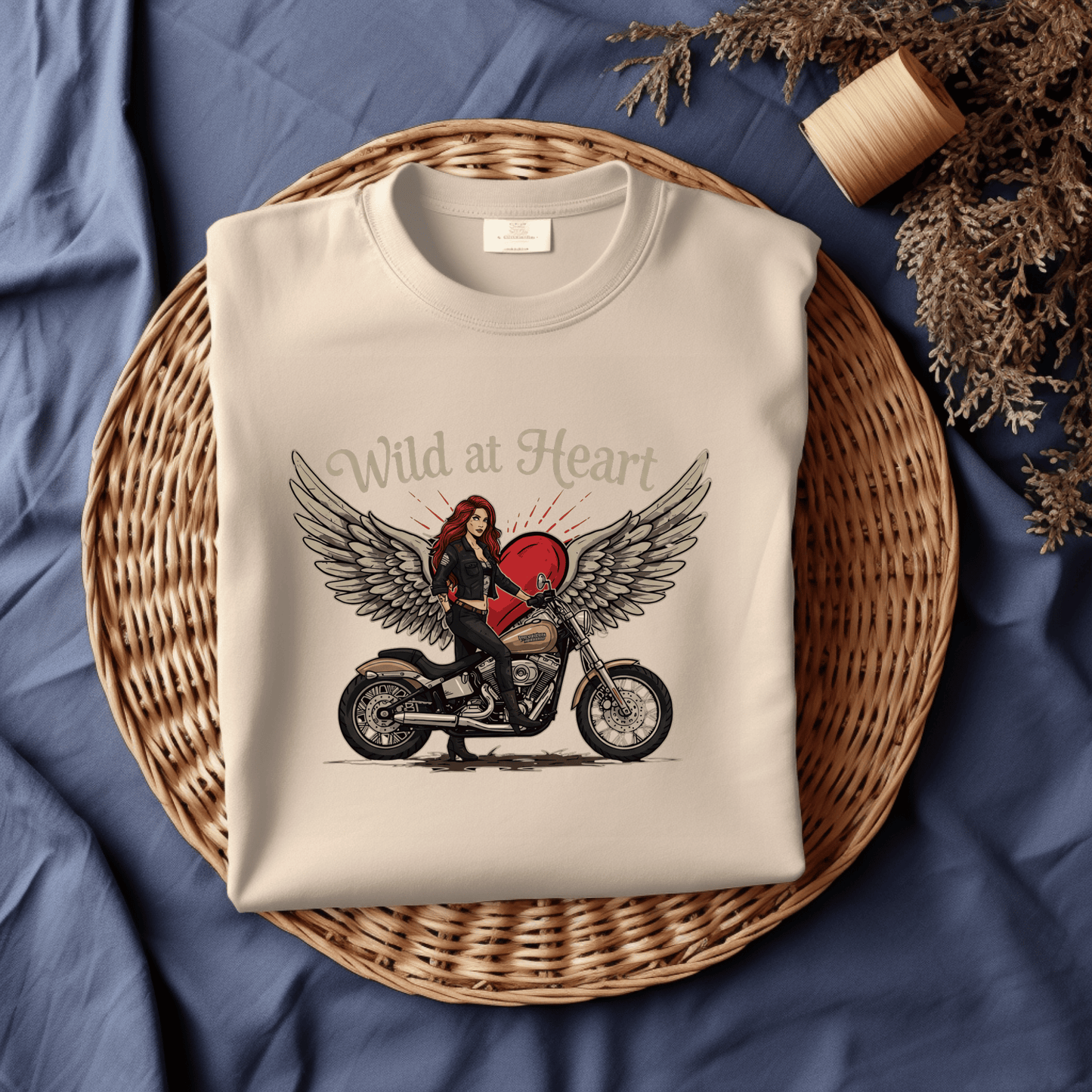 Wild at Heart Women’s Biker T-Shirt – Heavyweight Gildan® 5000 Crewneck