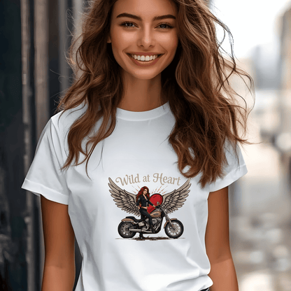 Wild at Heart Women’s Biker T-Shirt – Heavyweight Gildan® 5000 Crewneck