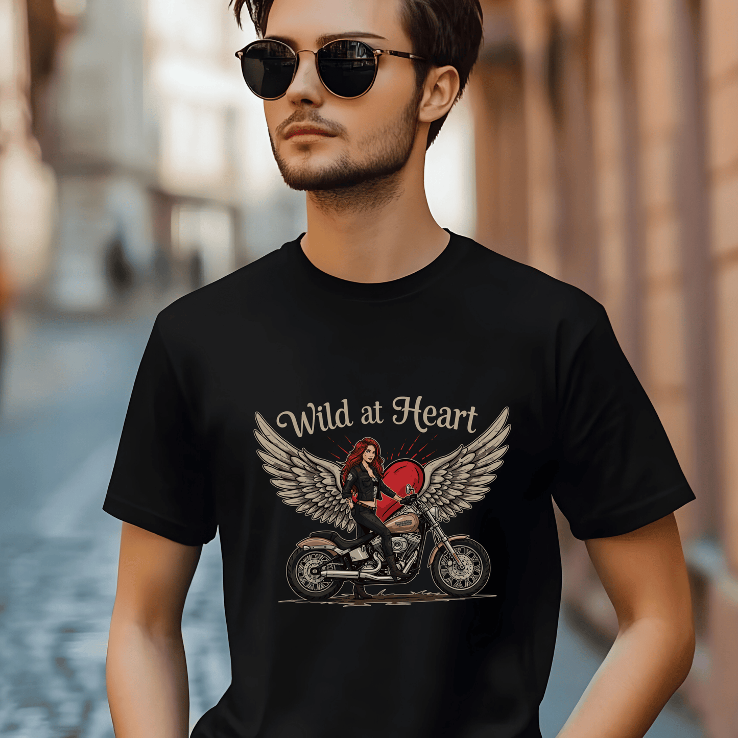 Wild at Heart Women’s Biker T-Shirt – Heavyweight Gildan® 5000 Crewneck