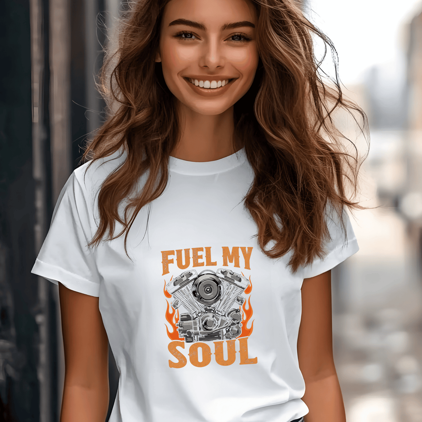 Fuel My Soul Women’s Biker T-Shirt – Heavyweight Gildan® 5000 Crewneck