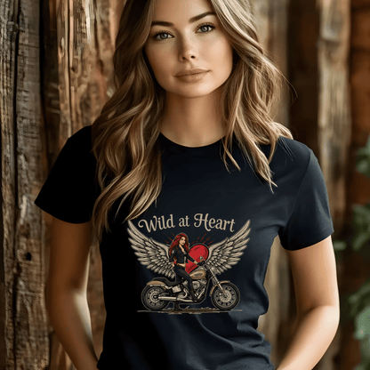 Wild at Heart Women’s Biker T-Shirt – Heavyweight Gildan® 5000 Crewneck