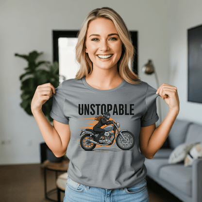 Unstoppable Women’s Biker T-Shirt – Heavyweight Gildan® 5000 Crewneck