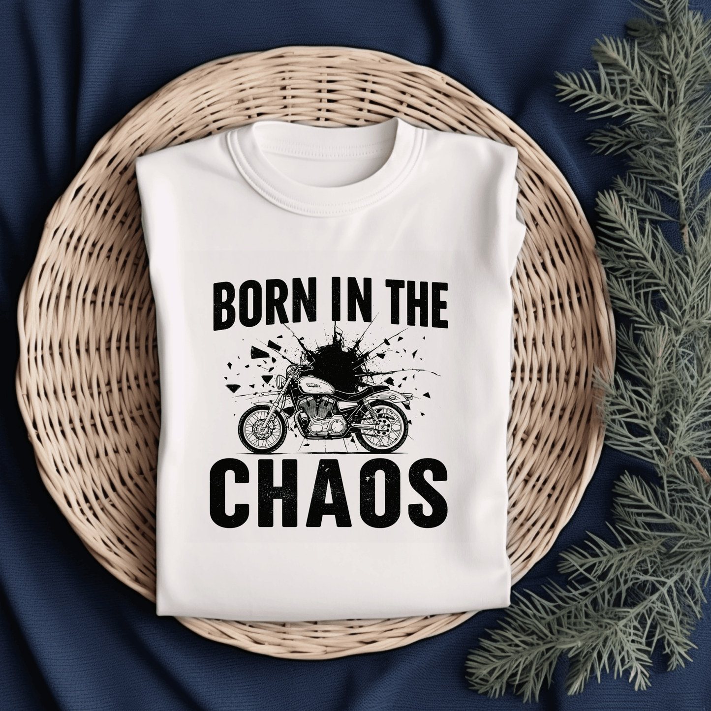 Born in the Chaos Women’s Biker T-Shirt – Heavyweight Gildan® 5000 Crewneck
