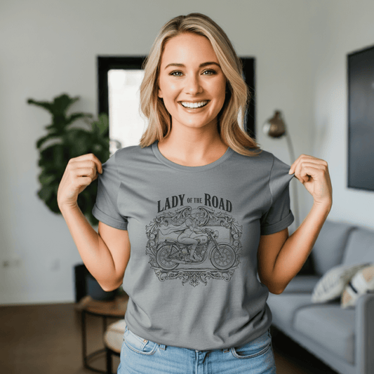 Lady of the Road Women’s Biker T-Shirt – Heavyweight Gildan® 5000 Crewneck