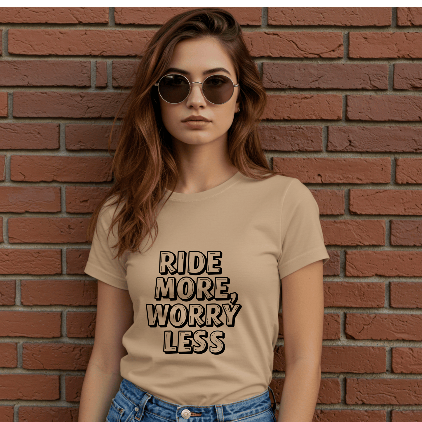 Ride More, Worry Less Women’s Biker T-Shirt – Heavyweight Gildan® 5000 Crewneck