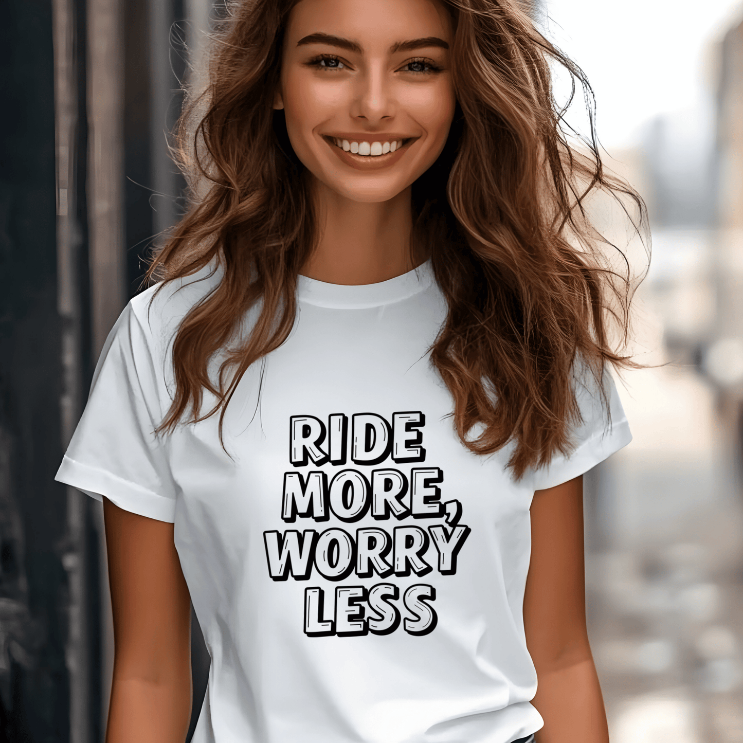 Ride More, Worry Less Women’s Biker T-Shirt – Heavyweight Gildan® 5000 Crewneck
