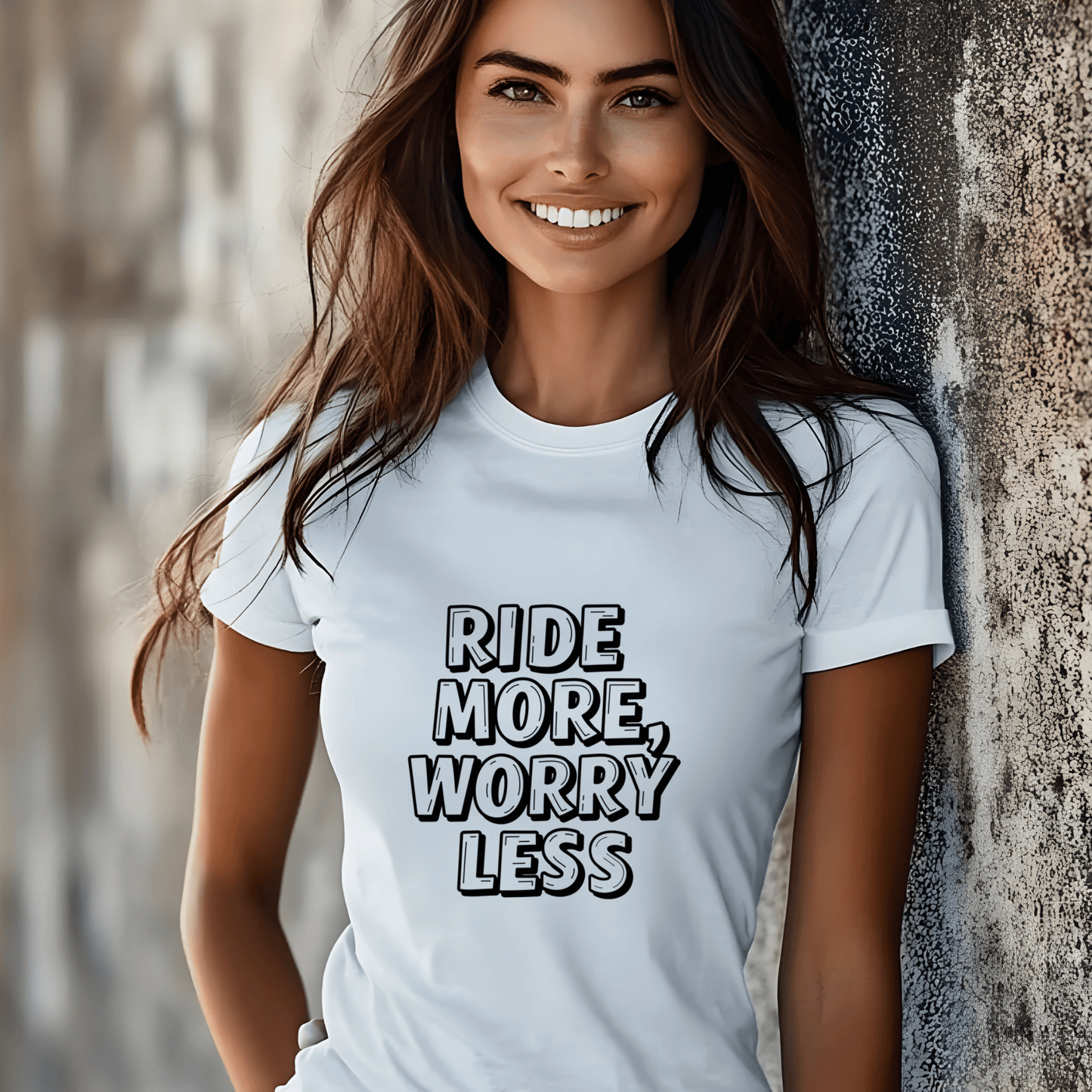 Ride More, Worry Less Women’s Biker T-Shirt – Heavyweight Gildan® 5000 Crewneck