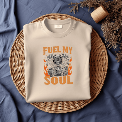 Fuel My Soul Women’s Biker T-Shirt – Heavyweight Gildan® 5000 Crewneck