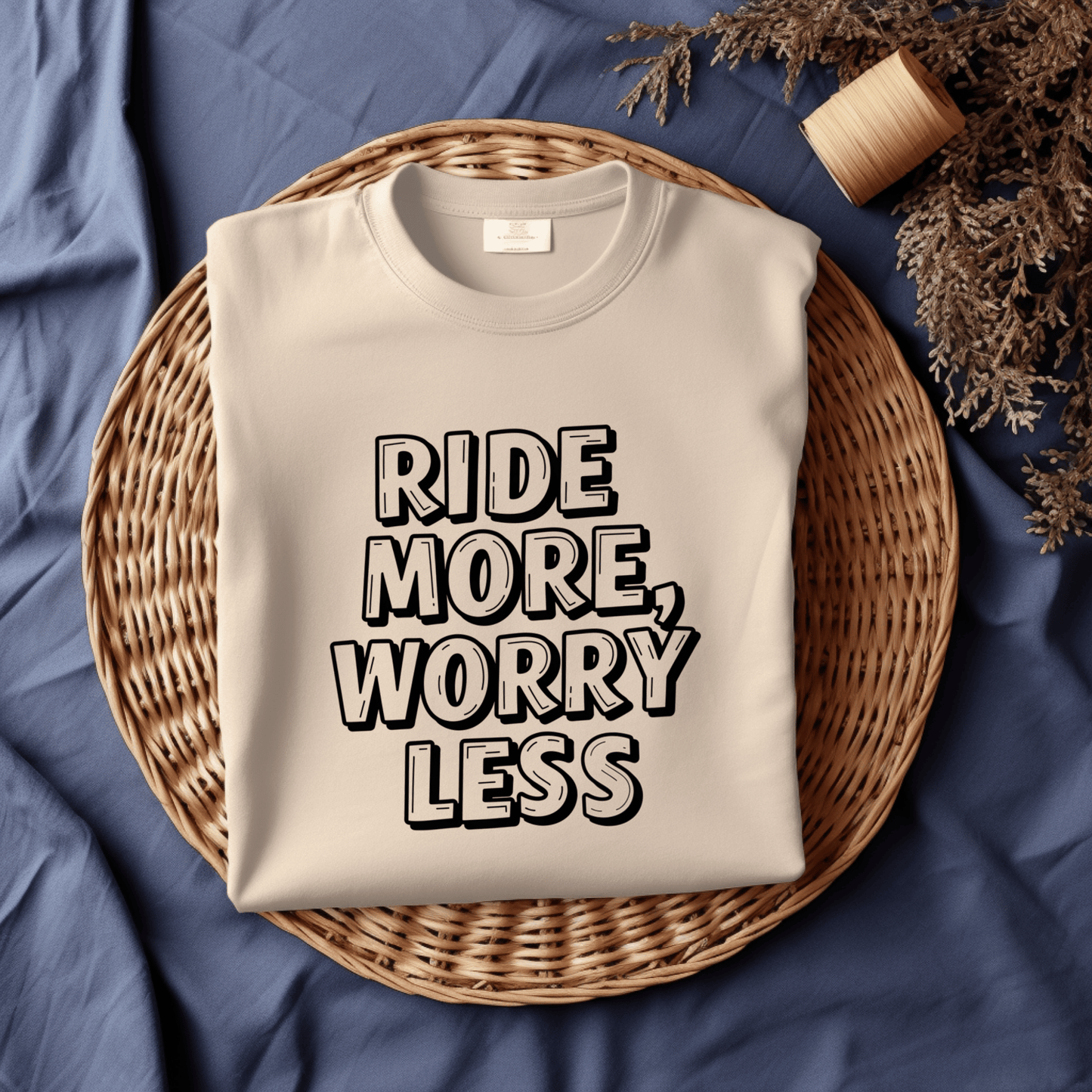 Ride More, Worry Less Women’s Biker T-Shirt – Heavyweight Gildan® 5000 Crewneck