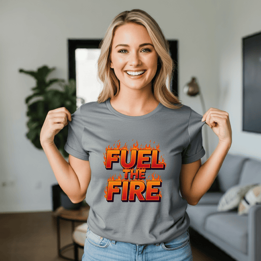 Fuel the Fire Women’s Biker T-Shirt – Heavyweight Gildan® 5000 Crewneck