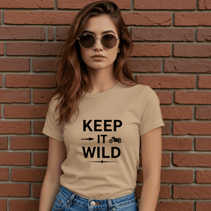 Keep It Wild Women’s Biker T-Shirt – Heavyweight Gildan® 5000 Crewneck