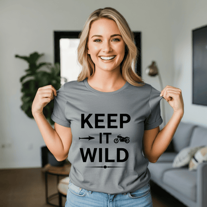 Keep It Wild Women’s Biker T-Shirt – Heavyweight Gildan® 5000 Crewneck