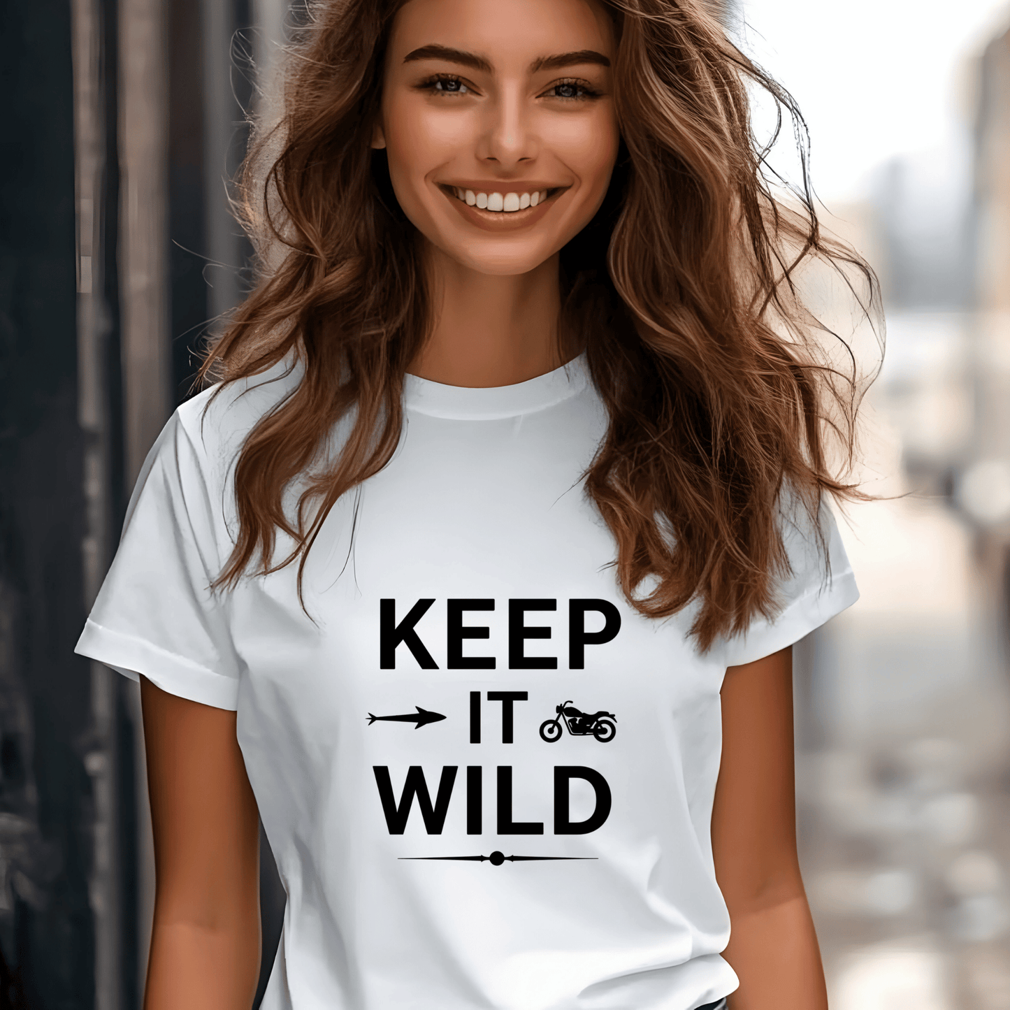 Keep It Wild Women’s Biker T-Shirt – Heavyweight Gildan® 5000 Crewneck
