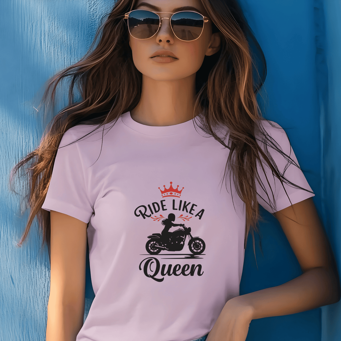Ride Like A Queen Women’s Biker T-Shirt – Heavyweight Gildan® 5000 Crewneck