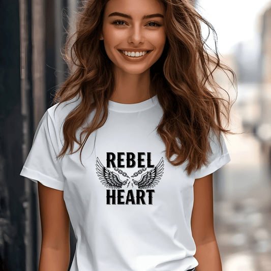 Rebel Heart Women’s Biker T-Shirt – Heavyweight Gildan® 5000 Crewneck