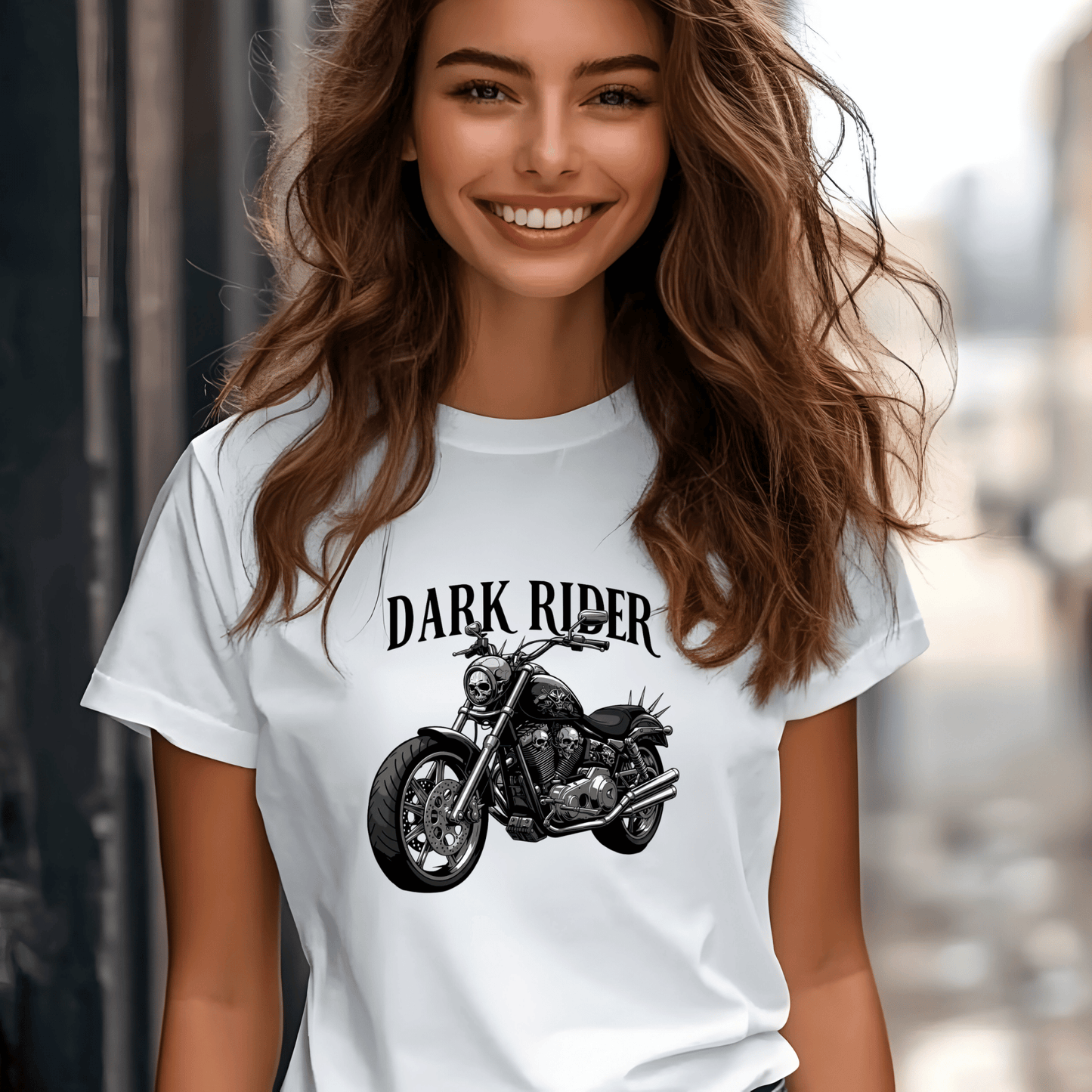 Dark Rider Women’s Biker T-Shirt – Heavyweight Gildan® 5000 Crewneck