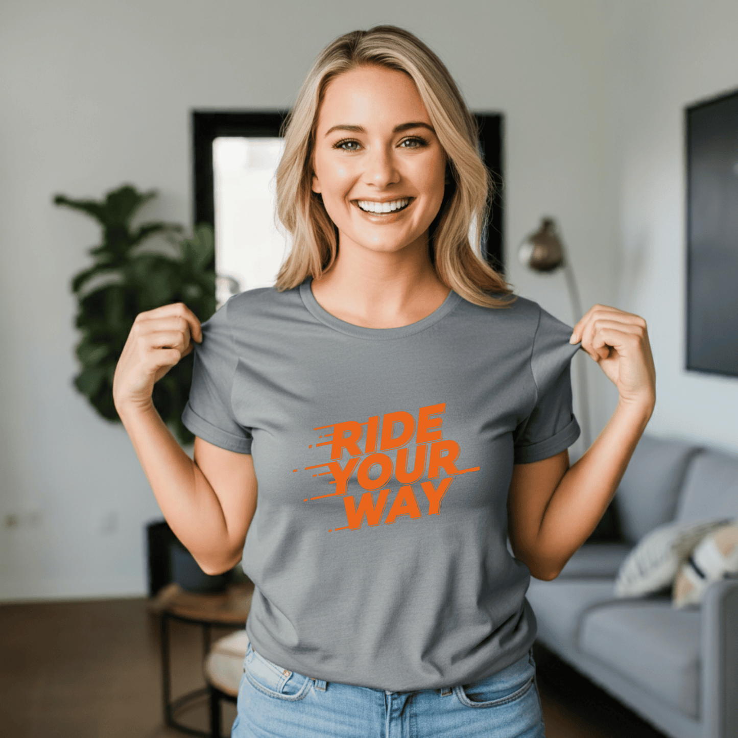 Ride Your Way Women’s Biker T-Shirt – Heavyweight Gildan® 5000 Crewneck