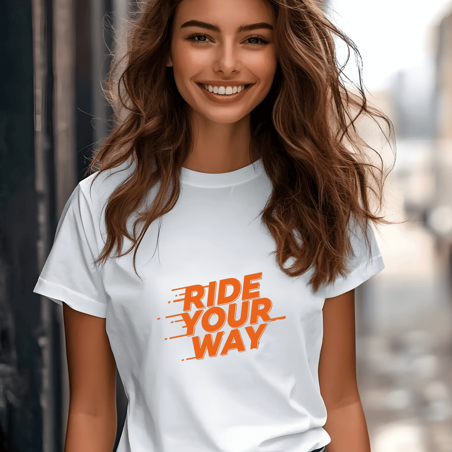Ride Your Way Women’s Biker T-Shirt – Heavyweight Gildan® 5000 Crewneck