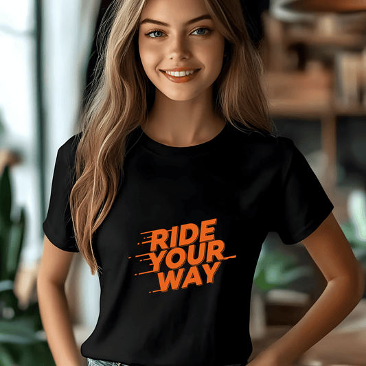Ride Your Way Women’s Biker T-Shirt – Heavyweight Gildan® 5000 Crewneck