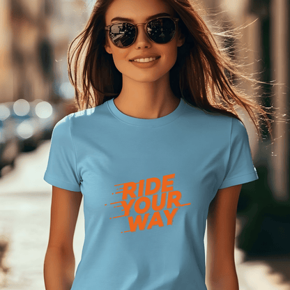 Ride Your Way Women’s Biker T-Shirt – Heavyweight Gildan® 5000 Crewneck