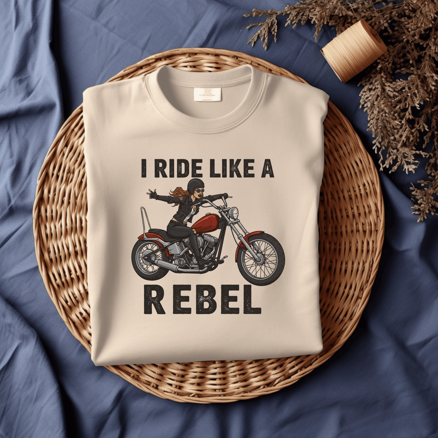 I Ride Like a Rebel Women’s Biker T-Shirt – Heavyweight Gildan® 5000 Crewneck