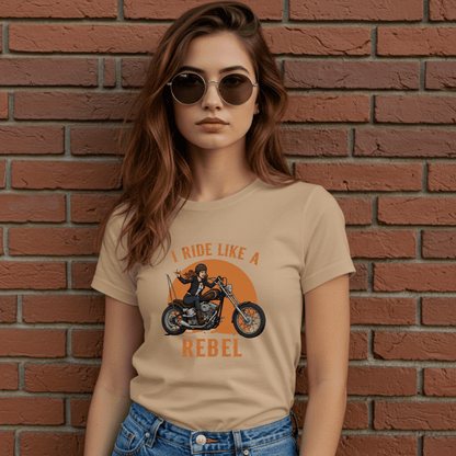 I Ride Like a Rebel Women’s Biker T-Shirt – Heavyweight Gildan® 5000 Crewneck