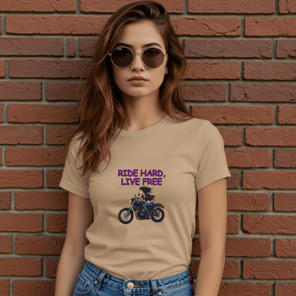 Ride Hard, Live Free Women’s Biker T-Shirt – Heavyweight Gildan® 5000 Crewneck