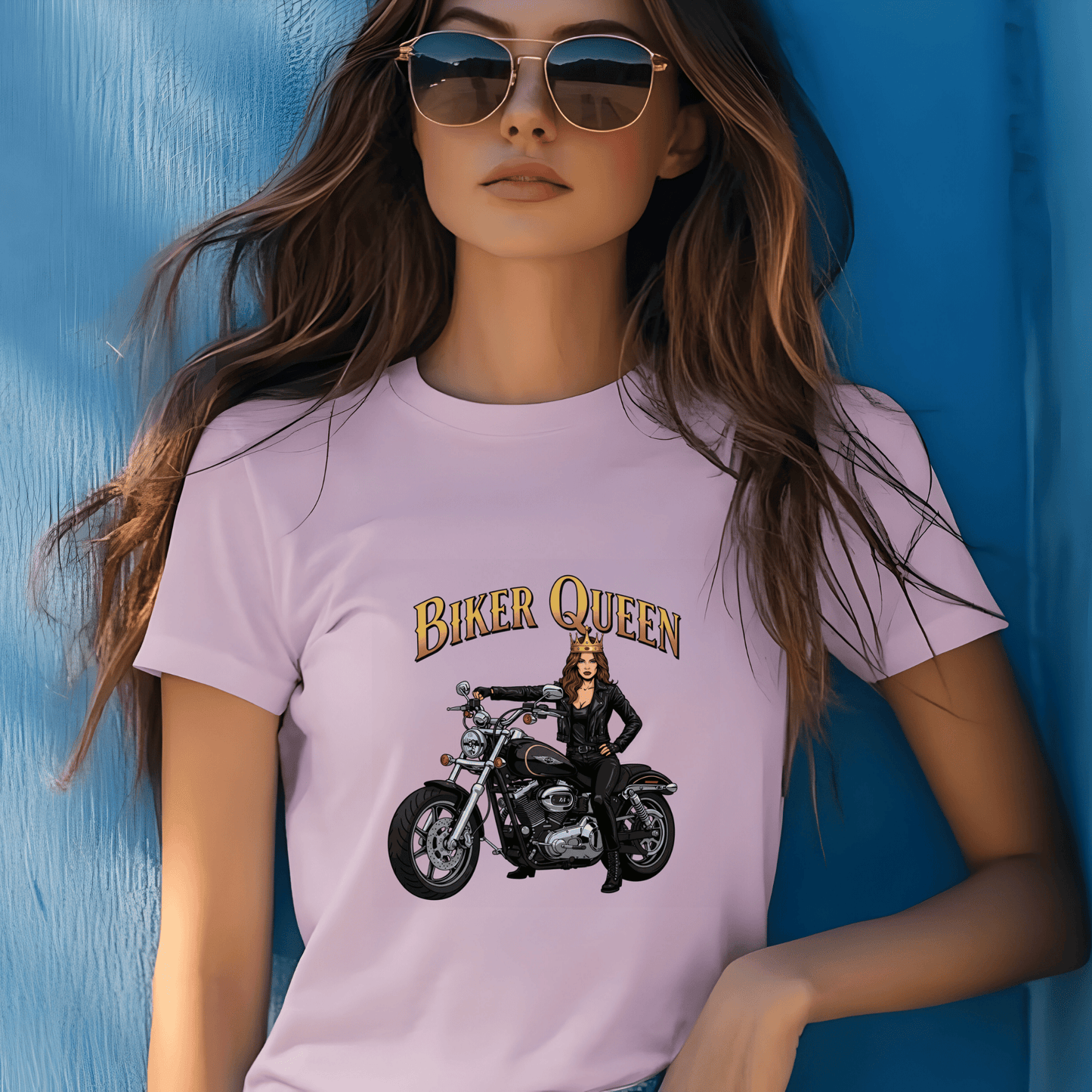 Biker Queen Women’s Motorcycle T-Shirt – Heavyweight Gildan® 5000 Crewneck