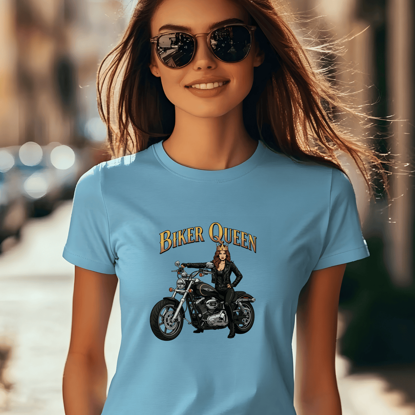 Biker Queen Women’s Motorcycle T-Shirt – Heavyweight Gildan® 5000 Crewneck