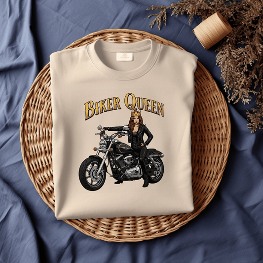 Biker Queen Women’s Motorcycle T-Shirt – Heavyweight Gildan® 5000 Crewneck
