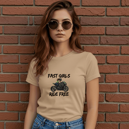 Fast Girls Ride Free Women’s Biker T-Shirt – Heavyweight Gildan® 5000 Crewneck