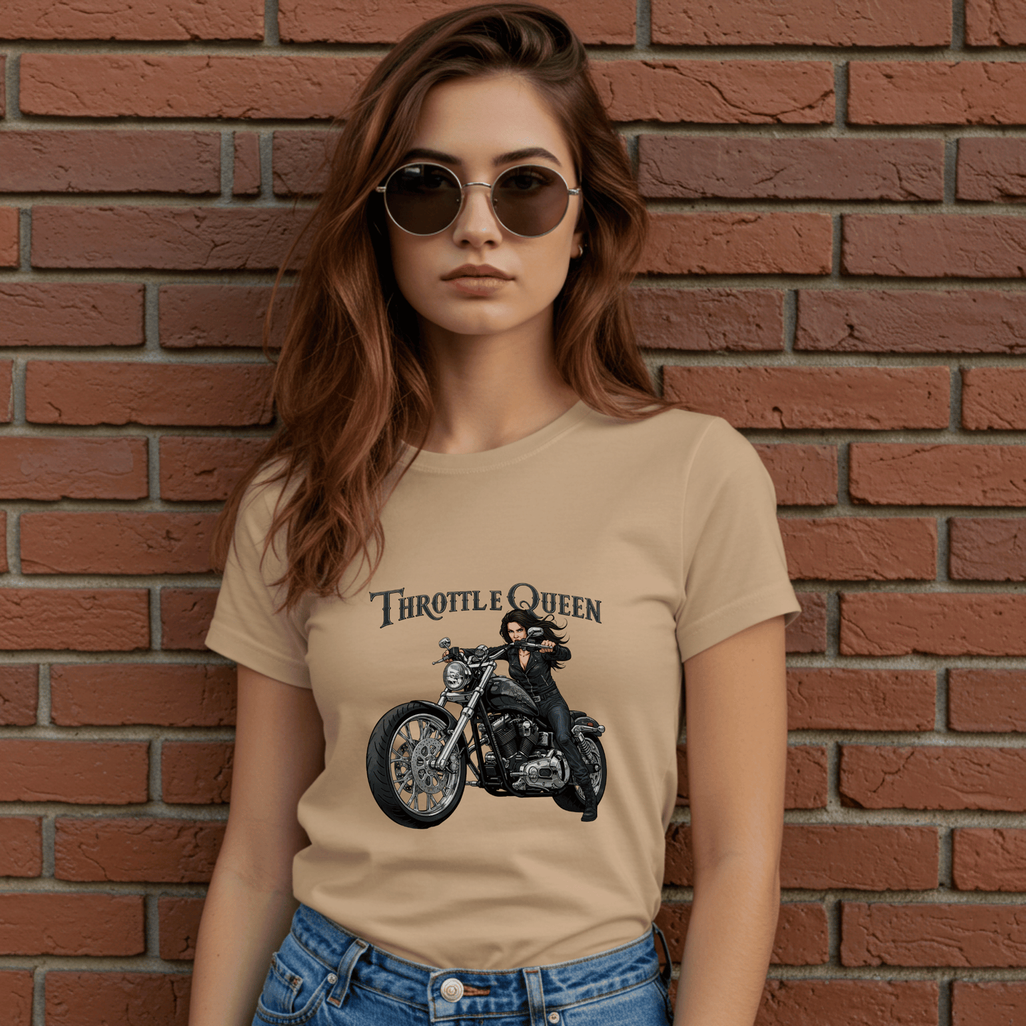 Throttle Queen Women’s Biker T-Shirt – Heavyweight Gildan® 5000 Crewneck