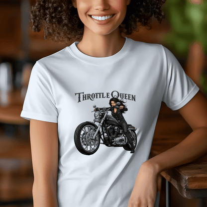 Throttle Queen Women’s Biker T-Shirt – Heavyweight Gildan® 5000 Crewneck