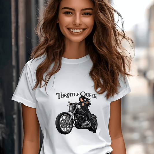 Throttle Queen Women’s Biker T-Shirt – Heavyweight Gildan® 5000 Crewneck