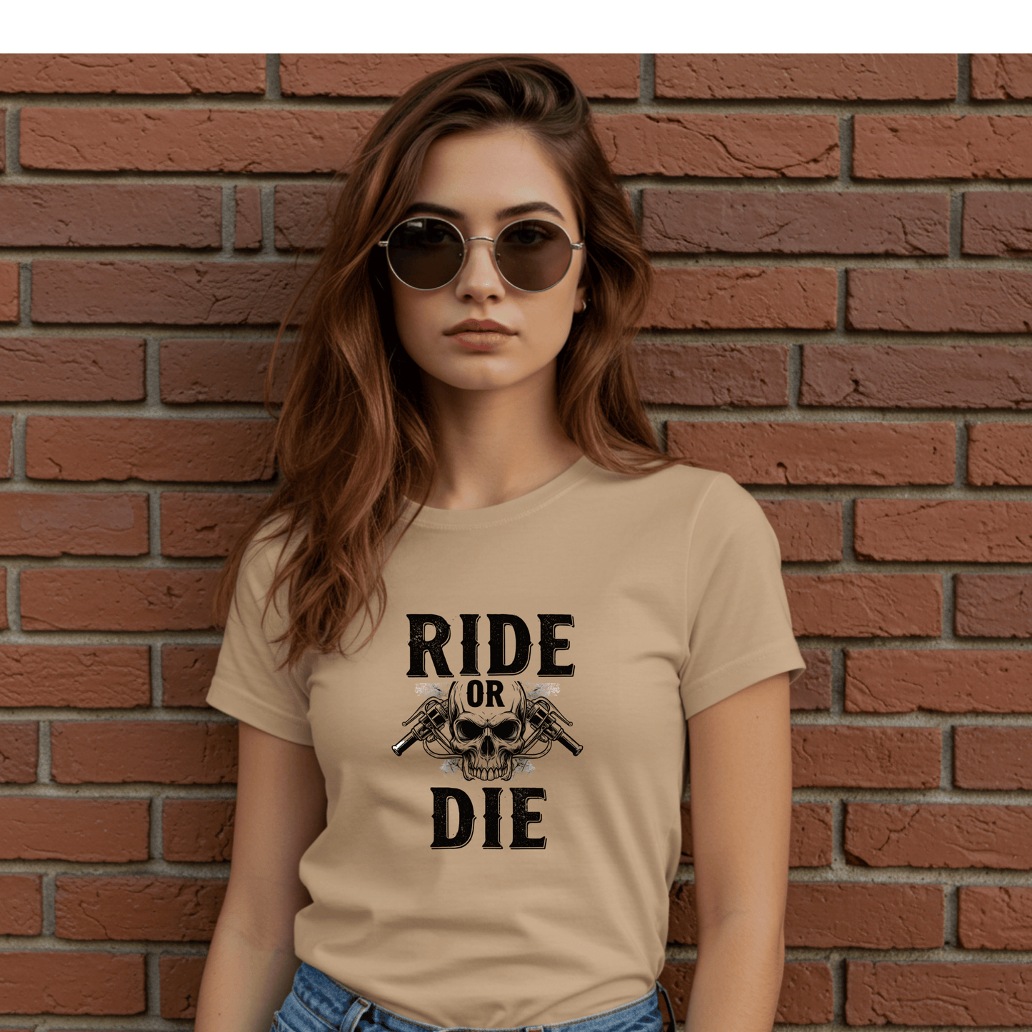Ride or Die Women’s Biker T-Shirt – Heavyweight Gildan® 5000 Crewneck